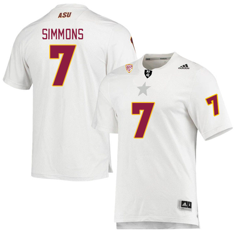 Men #7 Shamari Simmons Arizona State Sun Devils College Football Jerseys Stitched Sale-White - Click Image to Close